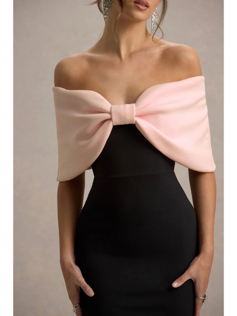 NEW Club L London Strapless Maxi Dress with Oversized Bow, Women Size US 8 - Picture 3 of 14